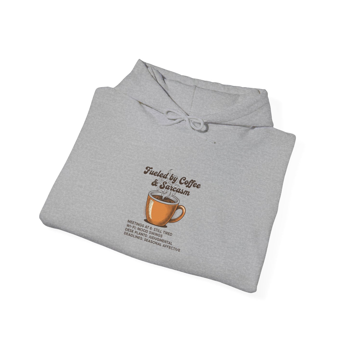 Fueled by Coffee & Deadlines Hoodie | office meme, seasonal work stress merch