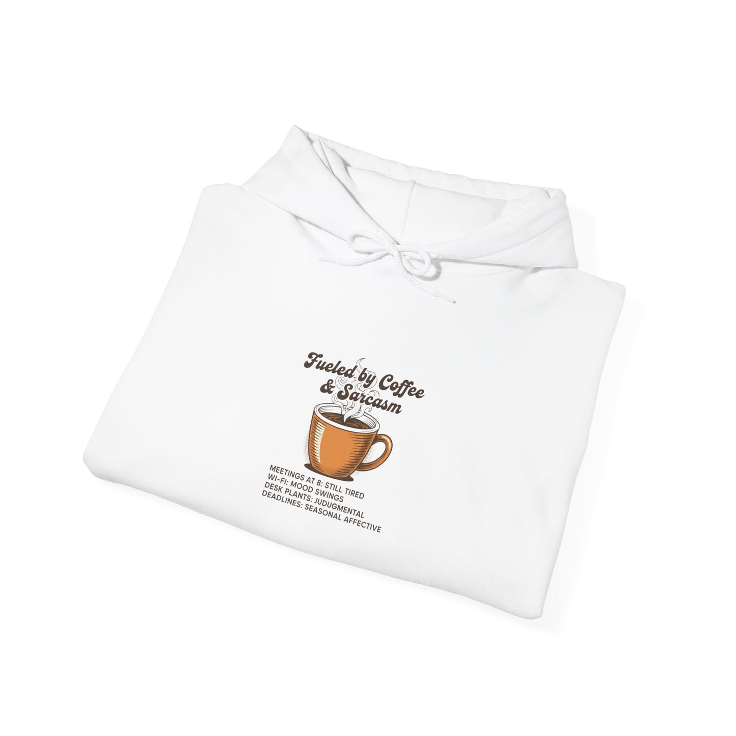 Fueled by Coffee & Deadlines Hoodie | office meme, seasonal work stress merch