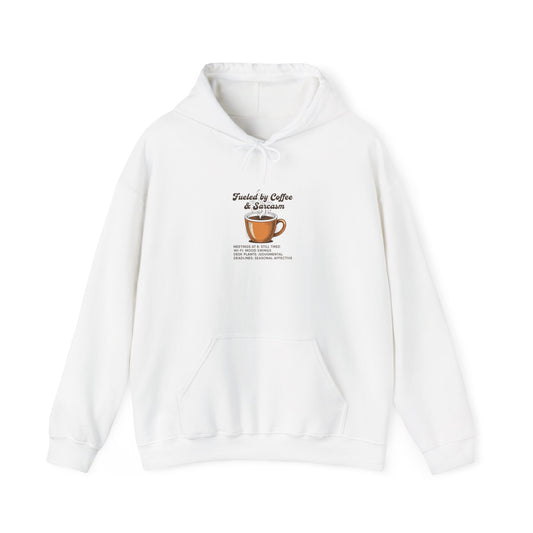 Fueled by Coffee & Deadlines Hoodie | office meme, seasonal work stress merch